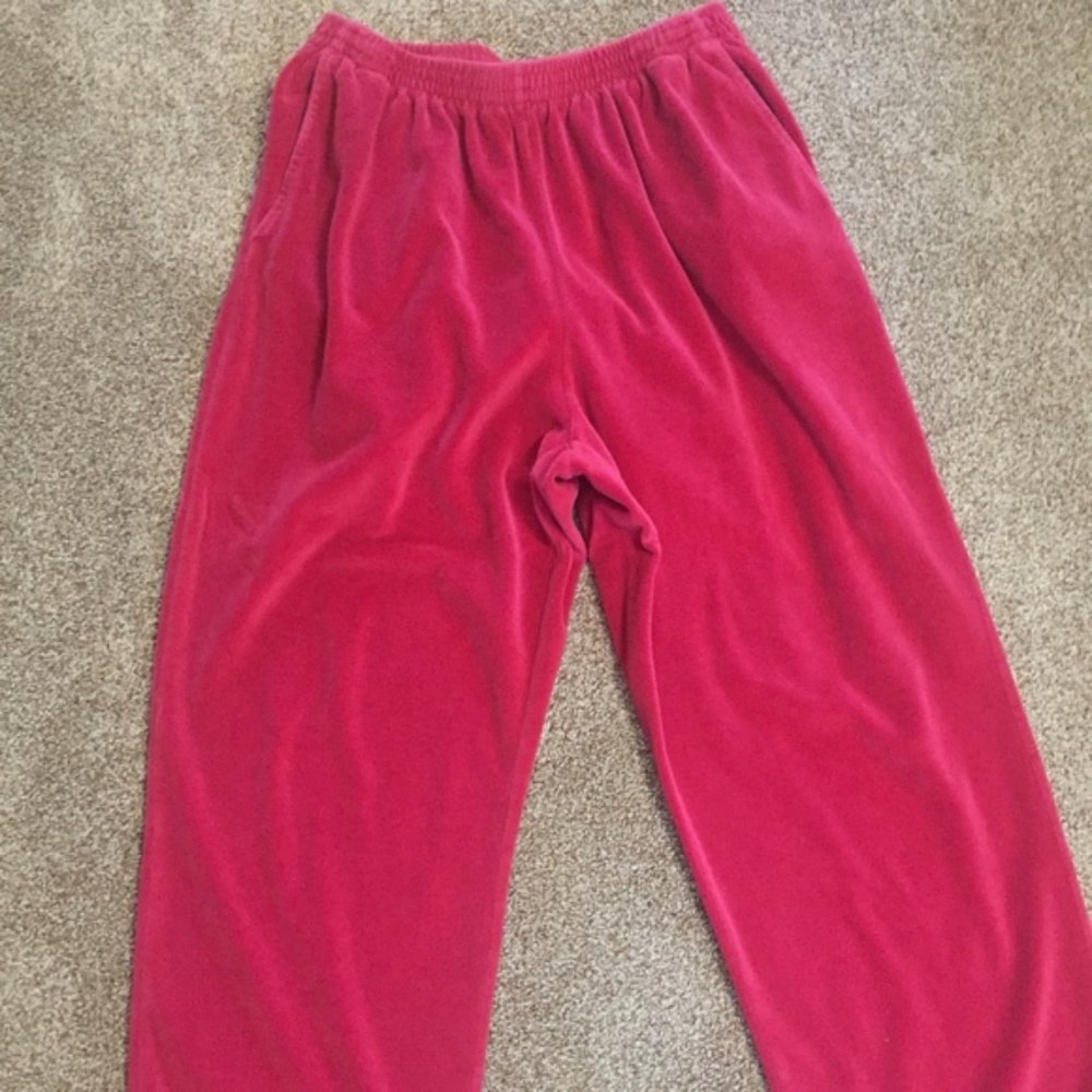 Red velour elastic waist pants 14